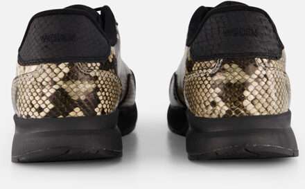 Woden Nora Natural Soft Snake Sneakers zwart - 36,37,38,39,40,41,42