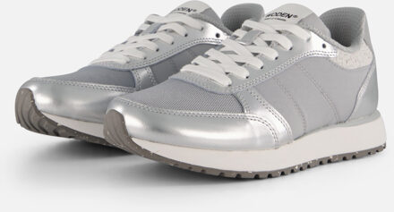 Woden Ronja Metallic Sneakers zilver Leer - 36,37,38,39,40,41,42