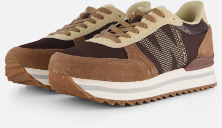 Woden Ronja Plateau Sneakers bruin Suede - 36,37,38,39,40,41,42