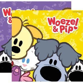 Woezel en Pip 60x Woezel & Pip feest servetten 33 x 33 cm kinderverjaardag - Feestservetten Multikleur