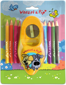 Woezel en Pip Woezel & Pip kleurpotloden met puntenslijper klomp