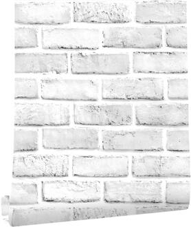 Wokhome Vinyl Zelfklevende Peel En Stick Faux Baksteen Behang Wit/Grijs Contact Papier Badkamer Decoratieve Muurstickers 3mx45cm