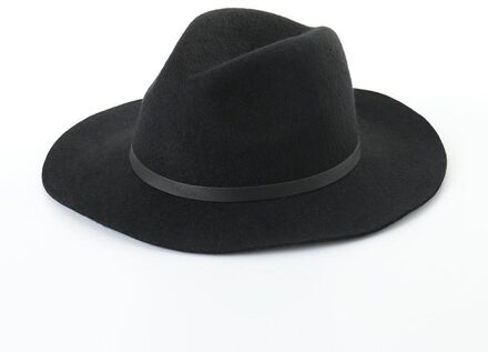 Wol Fedora Herfst Winter Hoeden Voor Vrouwen Kerk Hoeden Brede Rand Top Hoed Zwarte Klassieke Hoed Vrouwelijke Vintage Zwart