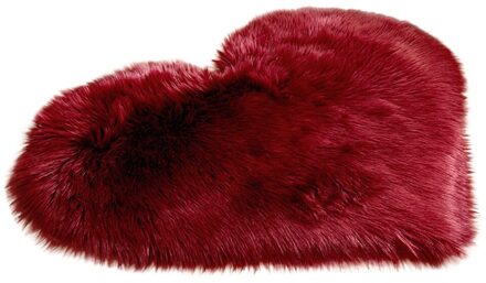 Wol Imitatie Schapenvacht Tapijten Hartvormige Faux Fur Non Slip Slaapkamer Shaggy Tapijt Matten Woonkamer Kid Kamer Tapijt Deken Bourgondië