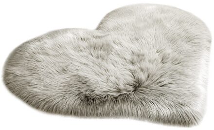Wol Imitatie Schapenvacht Tapijten Hartvormige Faux Fur Non Slip Slaapkamer Shaggy Tapijt Matten Woonkamer Kid Kamer Tapijt Deken Grijs