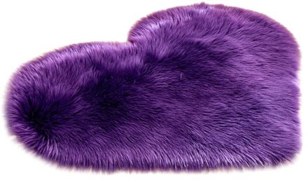 Wol Imitatie Schapenvacht Tapijten Hartvormige Faux Fur Non Slip Slaapkamer Shaggy Tapijt Matten Woonkamer Kid Kamer Tapijt Deken Paars