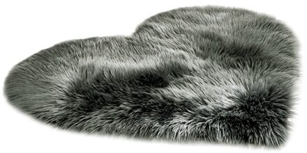 Wol Imitatie Schapenvacht Tapijten Hartvormige Faux Fur Non Slip Slaapkamer Shaggy Tapijt Matten Woonkamer Kid Kamer Tapijt Deken zwart