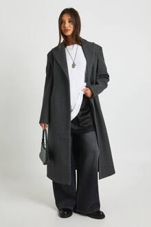 Wol-Look Jas Met Getailleerde Taille, Charcoal - 40