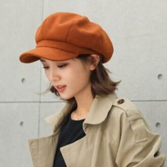 Wol Vrouwen Baret Herfst Winter Achthoekige Cap Hoeden Stijlvolle Kunstenaar Schilder Newsboy Caps Zwart Grijs Baret Hoeden bruin