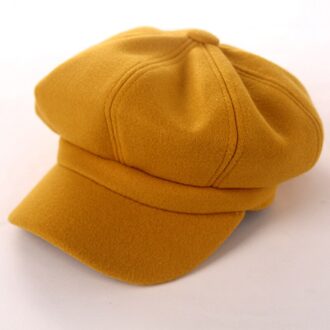 Wol Vrouwen Baret Herfst Winter Achthoekige Cap Hoeden Stijlvolle Kunstenaar Schilder Newsboy Caps Zwart Grijs Baret Hoeden geel
