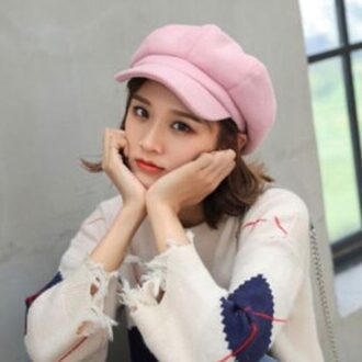 Wol Vrouwen Baret Herfst Winter Achthoekige Cap Hoeden Stijlvolle Kunstenaar Schilder Newsboy Caps Zwart Grijs Baret Hoeden roze