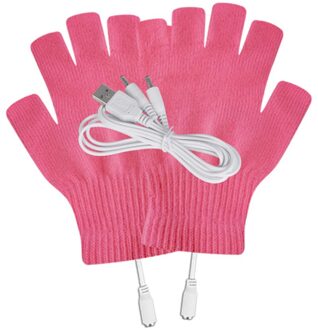 Wol Warme Handschoenen Usb Verwarming Handschoenen Hand Warmers Effen Kleur Wanten Hand Laptop Half Vingerloze Elektrische Verwarming Handschoenen Mitten