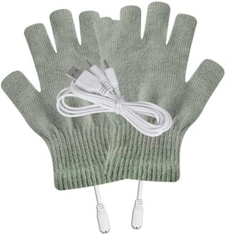 Wol Warme Handschoenen Usb Verwarming Handschoenen Hand Warmers Effen Kleur Wanten Hand Laptop Half Vingerloze Elektrische Verwarming Handschoenen Mitten