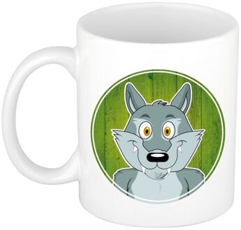 Wolf dieren mok / beker van keramiek 300 ml - Bekers Multikleur