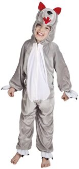 Wolf Kinderkostuum Pluche (140cm) Zilver - Grijs