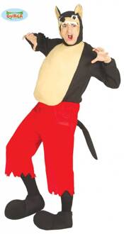 Wolf kostuum volwassenen Rood - Zalm, Geel - Beige - Creme, Zwart