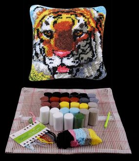 Wolf/Tijger/Giraffe Dier Patroon Klink Haak Kit Diy Kussensloop Maken Pakket