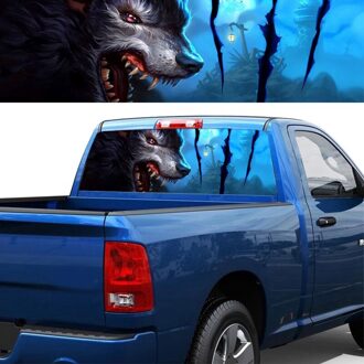 Wolf Totem Voor Truck Jeep Suv Pickup 3D Achter Voorruit Decal Sticker Decor Achterruit Glas Poster 57.9X18.1 inch