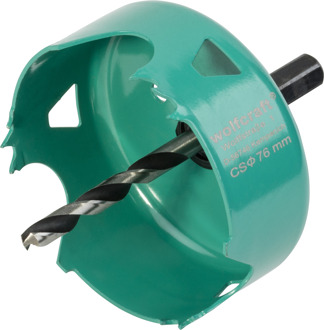 Wolfcraft Carbonstalen Gatenzaag Voor Gipskartonplaten, Zeskantschacht 1/4", S30mm, Ø76mm