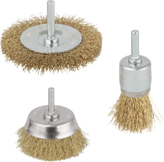 Wolfcraft Draadborstel set | Messing | Ronde schacht | 3-delig | 1 set - 2739000