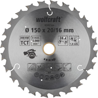 Wolfcraft Handcirkelzaagblad | Voor accu-handcirkelzagen | HM | 24 Zähne | Ø150mm | 1 stuk - 6342000