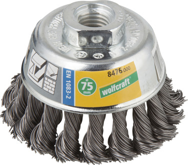 Wolfcraft Komborstel | Gevlochten | M14 | Ø75mm | Bulk | 1 stuk - 8476000
