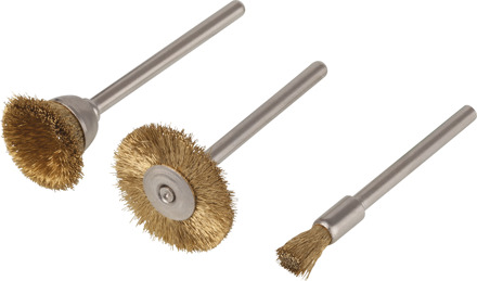 Wolfcraft Miniborstels | Messing | Ronde schacht | 3 stuks - 2740000