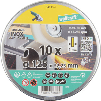 Wolfcraft Slijpschijven | Voor edelstaal | Extra dun | Ø125mm | 10 stuks - 8463000