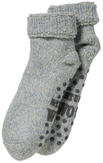 Wollen anti-slip huissokken/slofsokken voor kinderen blauw melee maat 23-26 - Huissokken kinderen