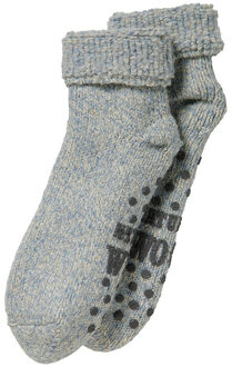 Wollen anti-slip huissokken/slofsokken voor kinderen blauw melee maat 27-30 - Huissokken kinderen