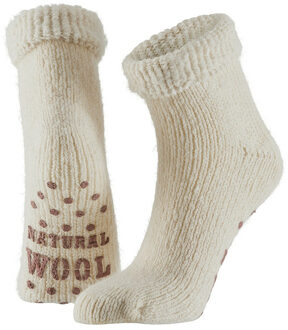 Wollen anti-slip huissokken/slofsokken voor kinderen creme wit maat 27-30 27/30