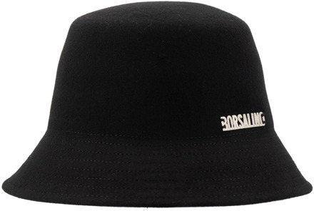 Wollen Bucket Hat, Stijlvolle dagelijkse accessoire Borsalino , Black , Heren - M