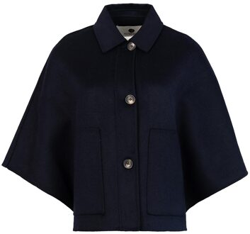 Wollen cape Lena  donkerblauw - S,