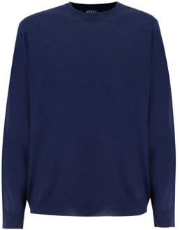 Wollen Crew-Neck Sweater Fedeli , Blue , Heren - XL
