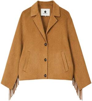Wollen jas met franjes Billie  camel - S,
