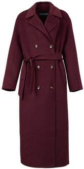 Wollen mantel met ceintuur Mae  bordeaux - 40,38,36,