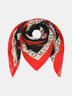 Wollen sjaal zürich rood met tijgers, kettingen en zwarte accenten - maat One size