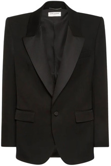 Wollen Tuxedo Blazer Saint Laurent , Black , Heren - M