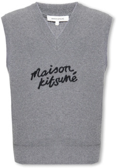 Wollen vest met logo Maison Kitsuné , Gray , Heren - M,S