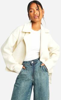 Wollook Bouclé Jasje Met Riem, Cream - 40