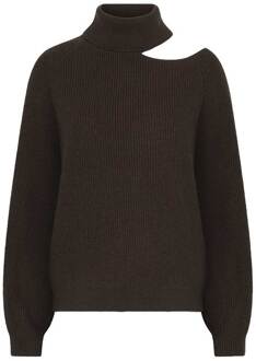 Wolmix sweater met cut-out Marenna  bruin