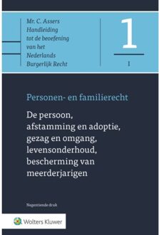 Wolters Kluwer Nederland B.V. Asser-serie 1-I -   De persoon, afstamming en adoptie, gezag en omgang, levensonderhoud