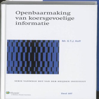 Wolters Kluwer Nederland B.V. Openbaarmaking van koersgevoelige informatie - Boek Gerardus Theodorus Johannes Hoff (9013085628)