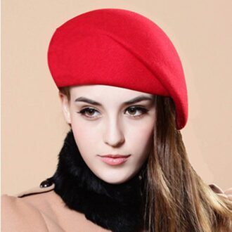 Womail Winter Baret Cap Winter Warme Wollen Vrouwen Baret Franse Kunstenaar Retro Beanie Beanie Ski Cap Solid Hoeden # 4Z rood