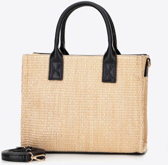 Woman Dameskoffer van beige en zwart geweven polypropyleen - maat