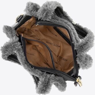 Woman Dameskoffer van eco-leer met bontafwerking, grijs - One Size