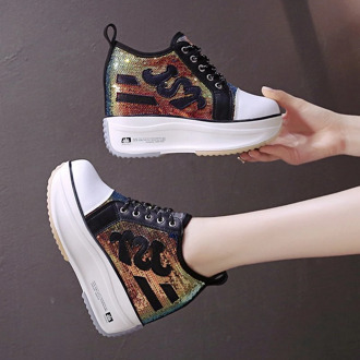 Woman Fashion Sneakers Chunky Casual Shoes Bling Designers Platform Basket Female 9cm Super High Wedge Shoes Women 2020 Autumn