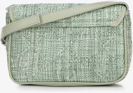 Woman gevlochten crossbody tas met klep klein groen polypropyleen - maat