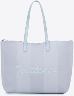 Woman Grote Shopper Tas met Eco-Lederen Elementen, Blauw Polyester