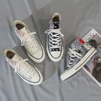 Woman Sneakers White Casual Shoes Printing Fashion Flats Ladies Vulcanized Shoes Zapatos De Mujer High Tops Canvas Shoes